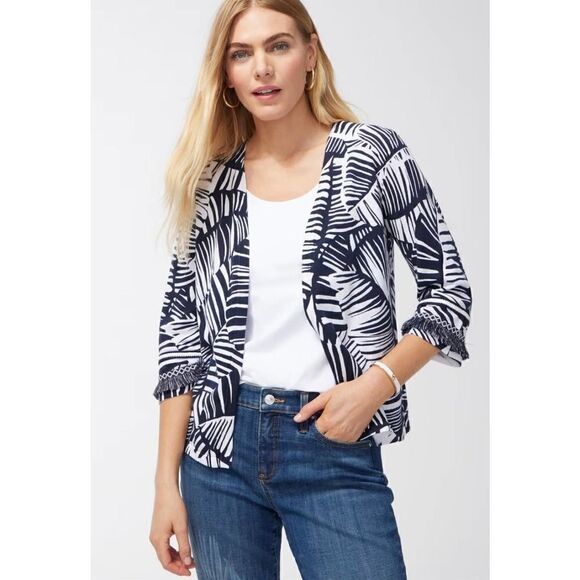 Chico’s Palm Print Cardigan women’s size M - Picture 1 of 10